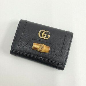 Gucci Key Case Leather Black Key Holder